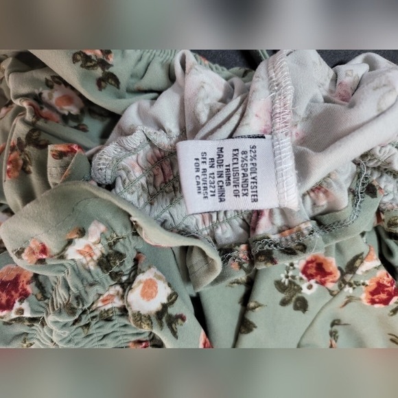 Orange Kiss Women's Floral Print Off Shoulder Sleeve Crop Top Size M - Picture 5 of 7